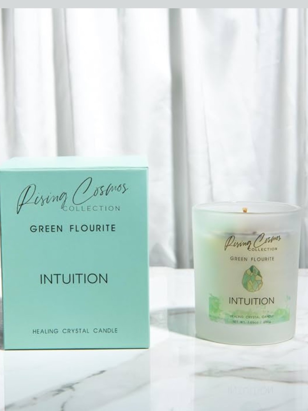 Rising Cosmos Intuition Green Fluorite Candle